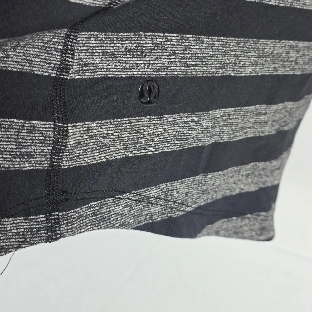 Lululemon Mens Striped Quarter Zip Pullover Athletic Long Sleeve Shirt Top L - Picture 2 of 8